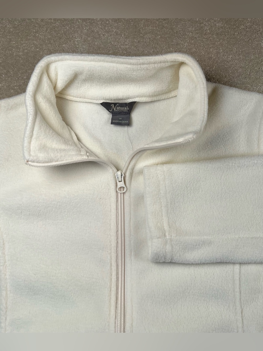 Natural Reflections Fleece Zip Up Jacket Shacket Cream Casual Cozy Women's M NWT